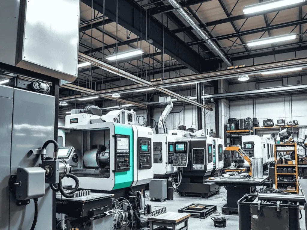 MW+ advanced CNC machining facility in Shenzhen China showing precision CNC machining centers and quality control equipment
