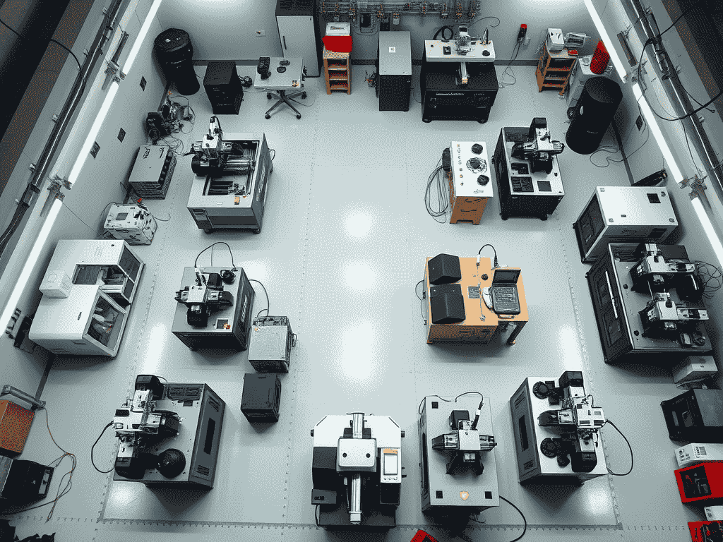 Caja de la máquina CNC abierta a mediados de ciclo con una pieza de fijación en el interior