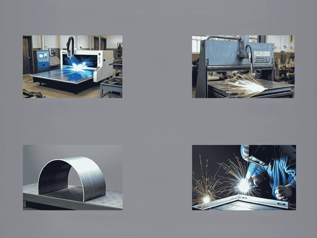 Custom metal fabrication equipment in a sheet metal shop