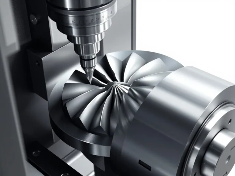 5-axis cutter machining an aerospace impeller blade