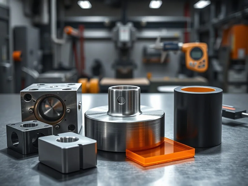 Rapid CNC prototyping lead time in practice: machined aluminium prototype parts on the shop bench