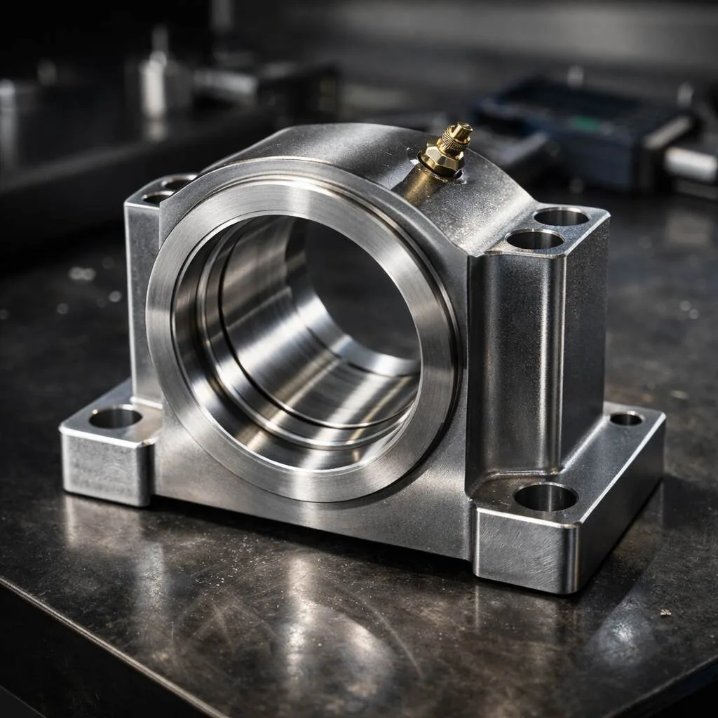 Machine parts for automation: a machined bearing housing
