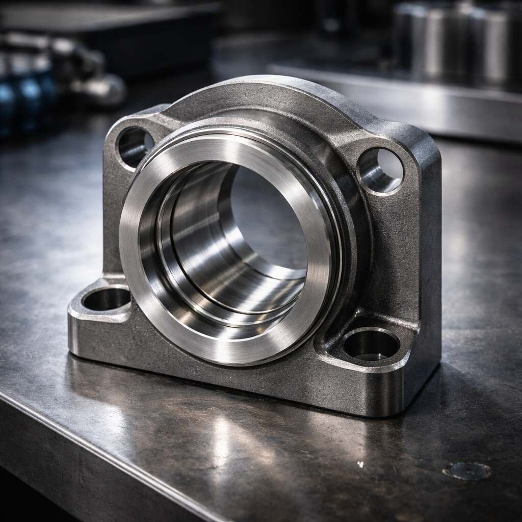 Flanged bearing housing for compact mounting