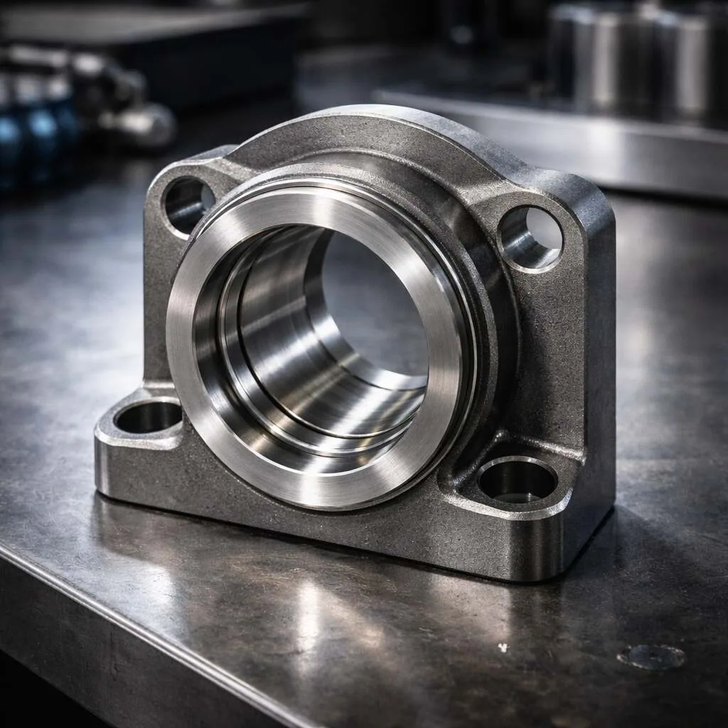 CNC machined flanged housing