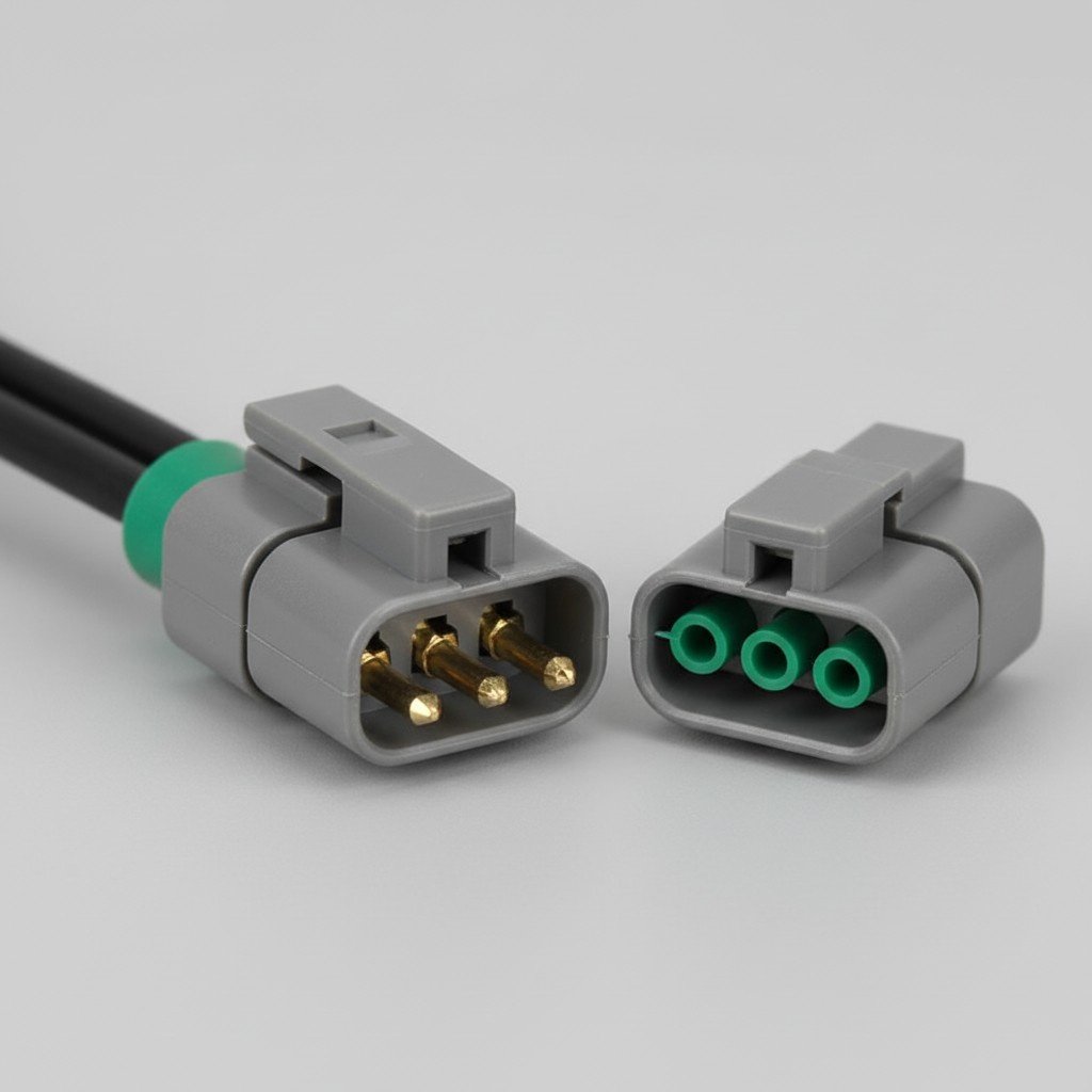 Connector pins in PCB assembly: pins seated in a connector housing