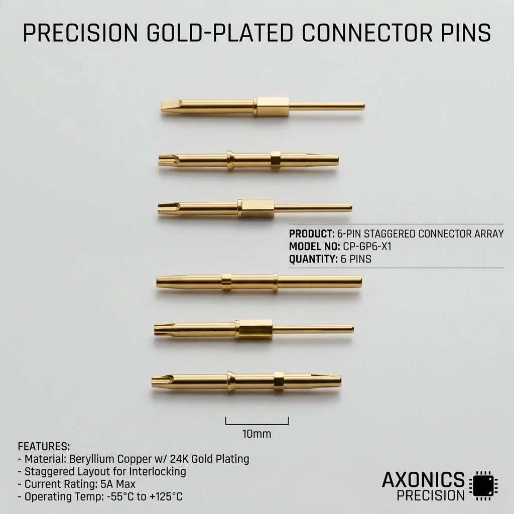 Edge connector pin beveled tip gold-plated
