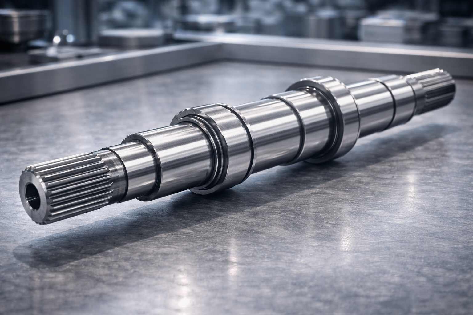 Precision CNC machined main shaft for industrial gearboxes