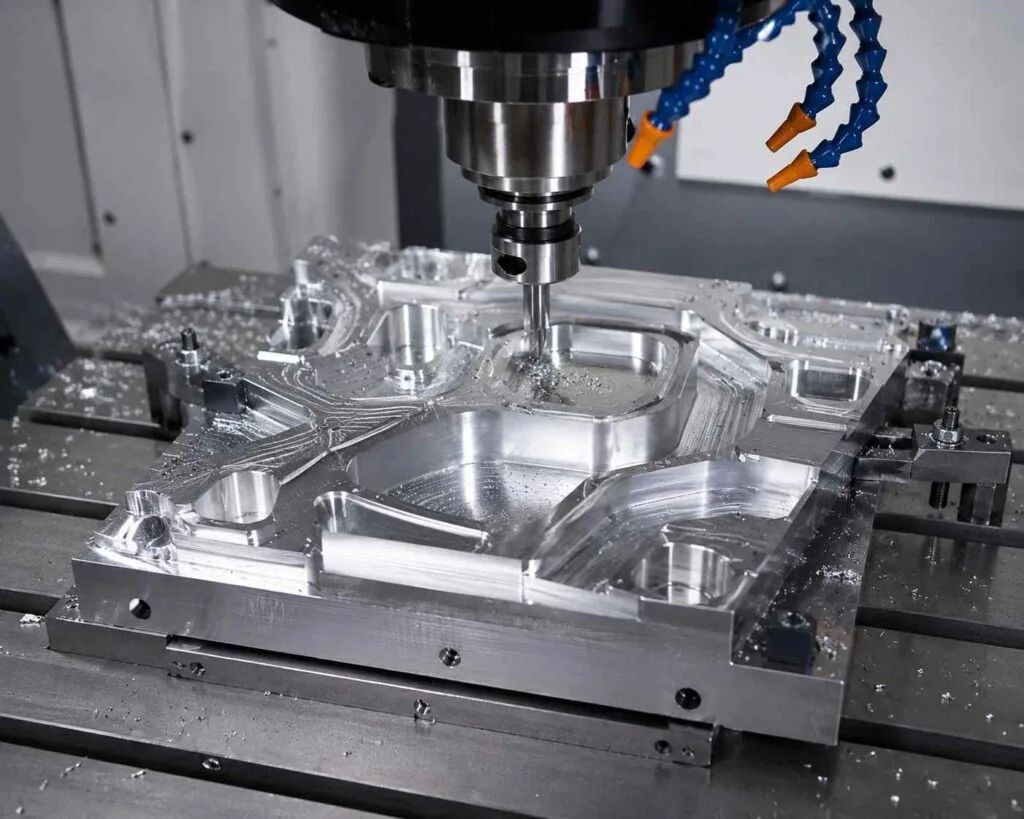 Prototype vs production lead time: a prototype part being machined