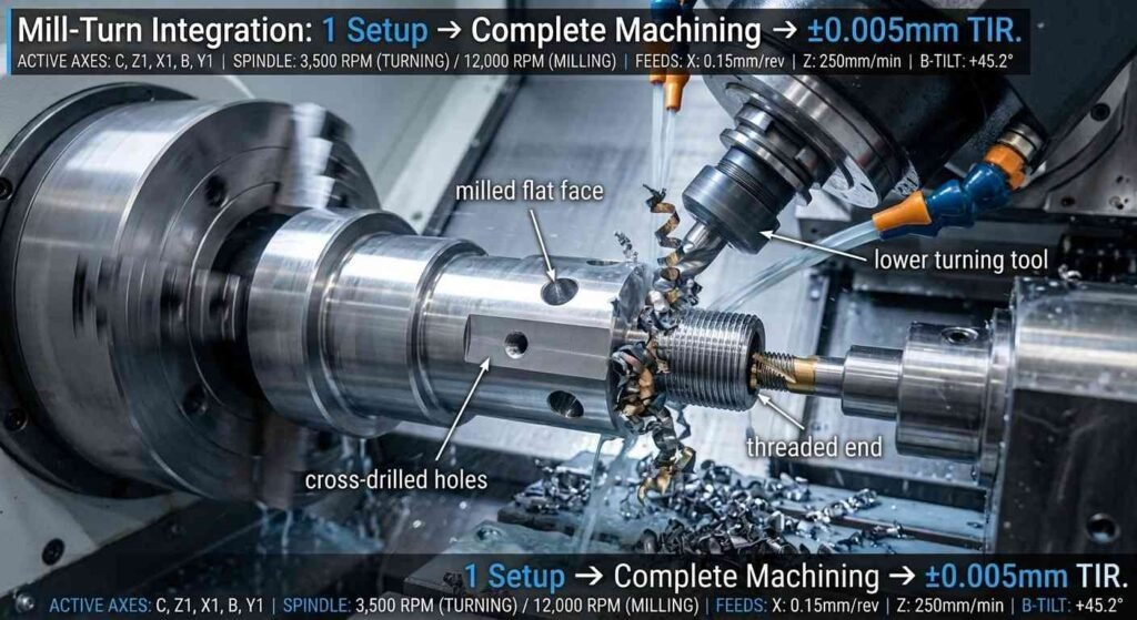 CNC turning operation on a turn-mill centre