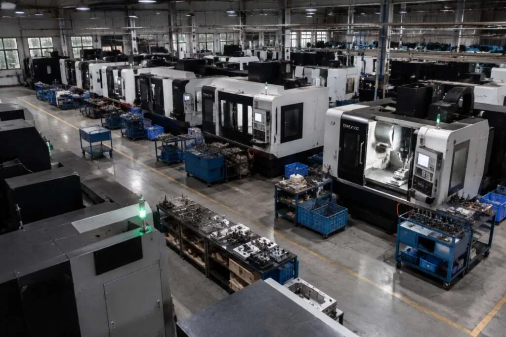 Precision CNC machining centre in production