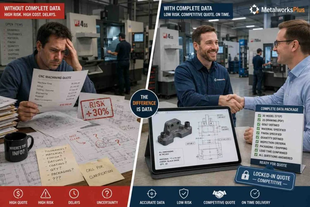 Team comparing CNC machining RFQ responses against weighted criteria