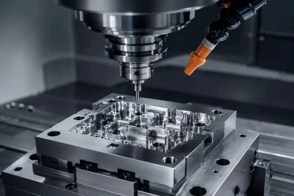 Precision CNC machining of a close-tolerance component with fine finishing passes