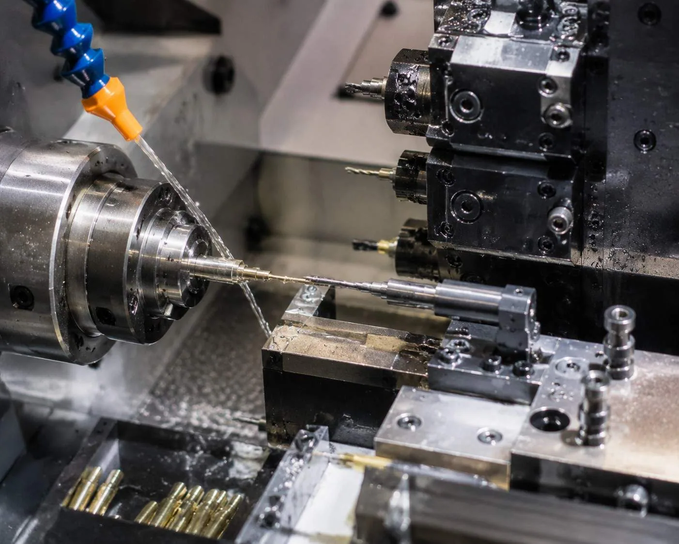Mecanizado suizo en MetalWorks Plus — Centro de torneado CNC de tipo suizo con producción de alimentación por barras en Shenzhen