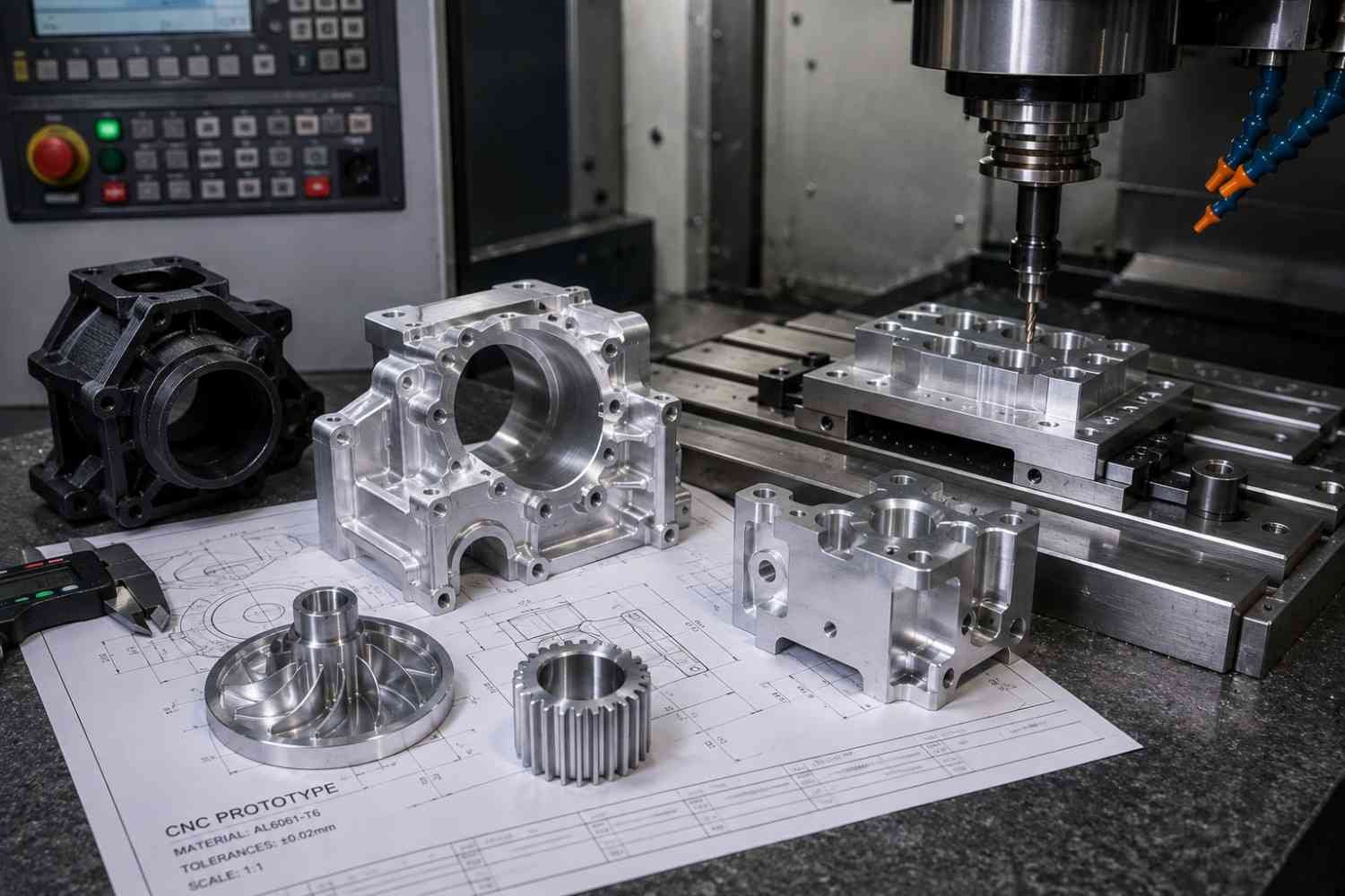 piezas para maquinaria de prototipo y volumen que funcionan en una célula de producción controlada por SPC