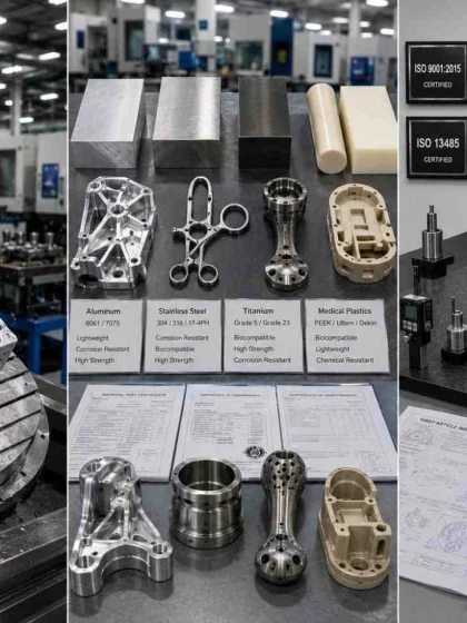 Piezas mecanizadas a medida producidas para dibujos de clientes en la planta de MetalWorks Plus en Shenzhen
